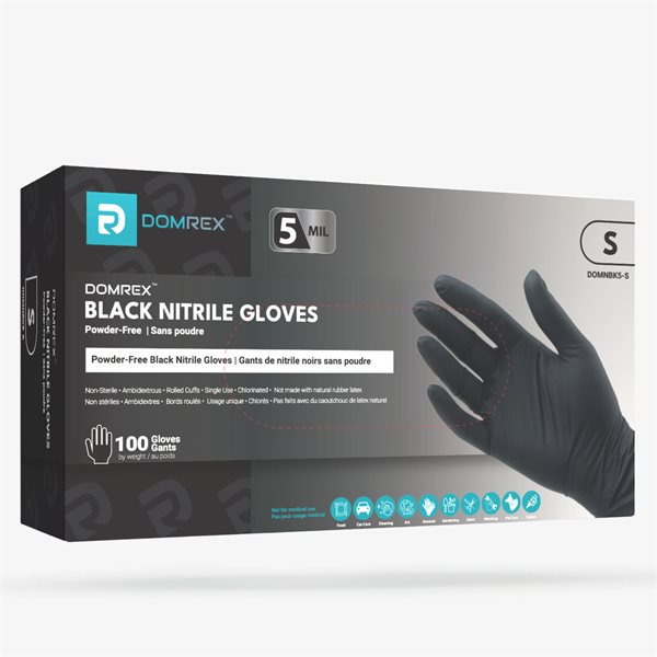 DOMREX black nitrile gloves 5 mil. p / free. Box / 100